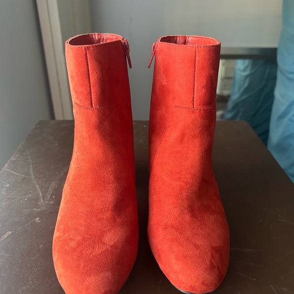 Burnt Orange Suede Ankle Booties - Picture 2 of 4